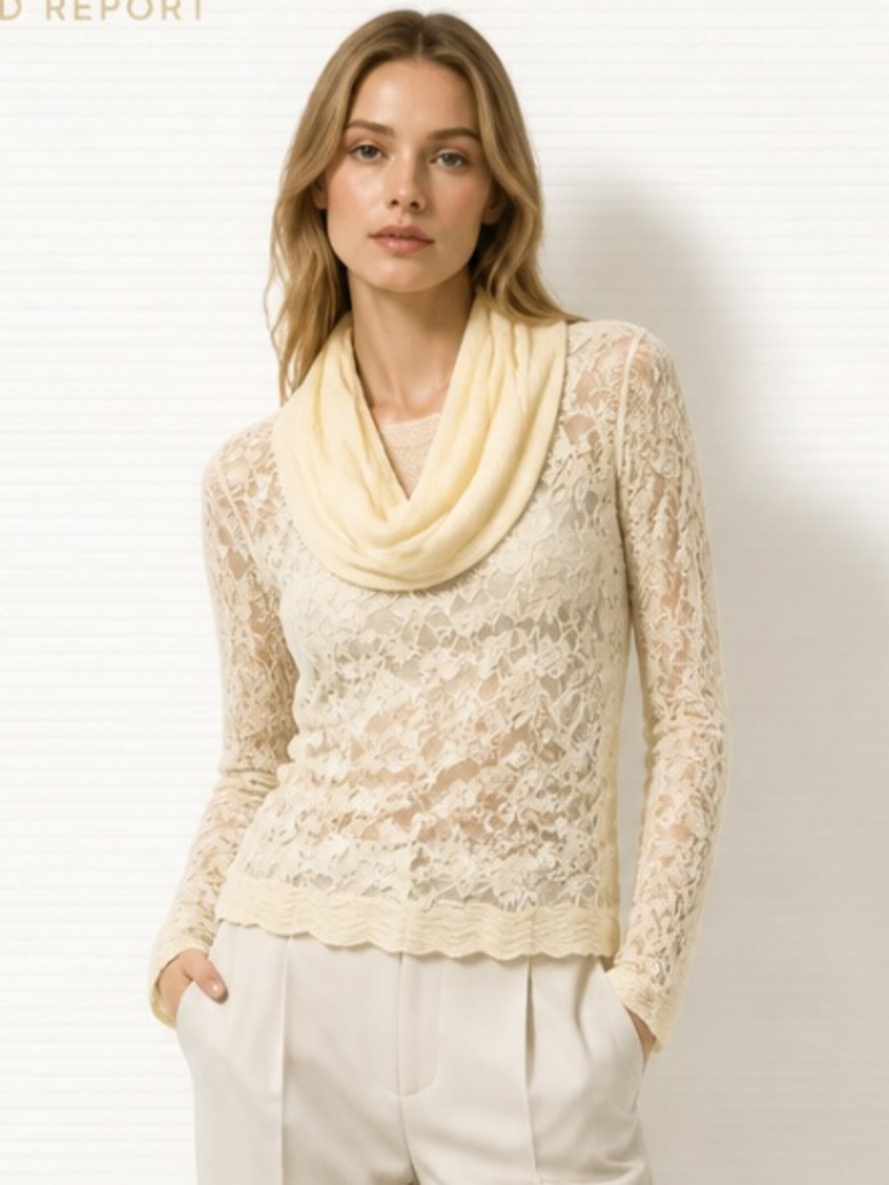 Anthropologie LILKA Sweater Cowl Lace Crocheted Boho Ivory Pullover
